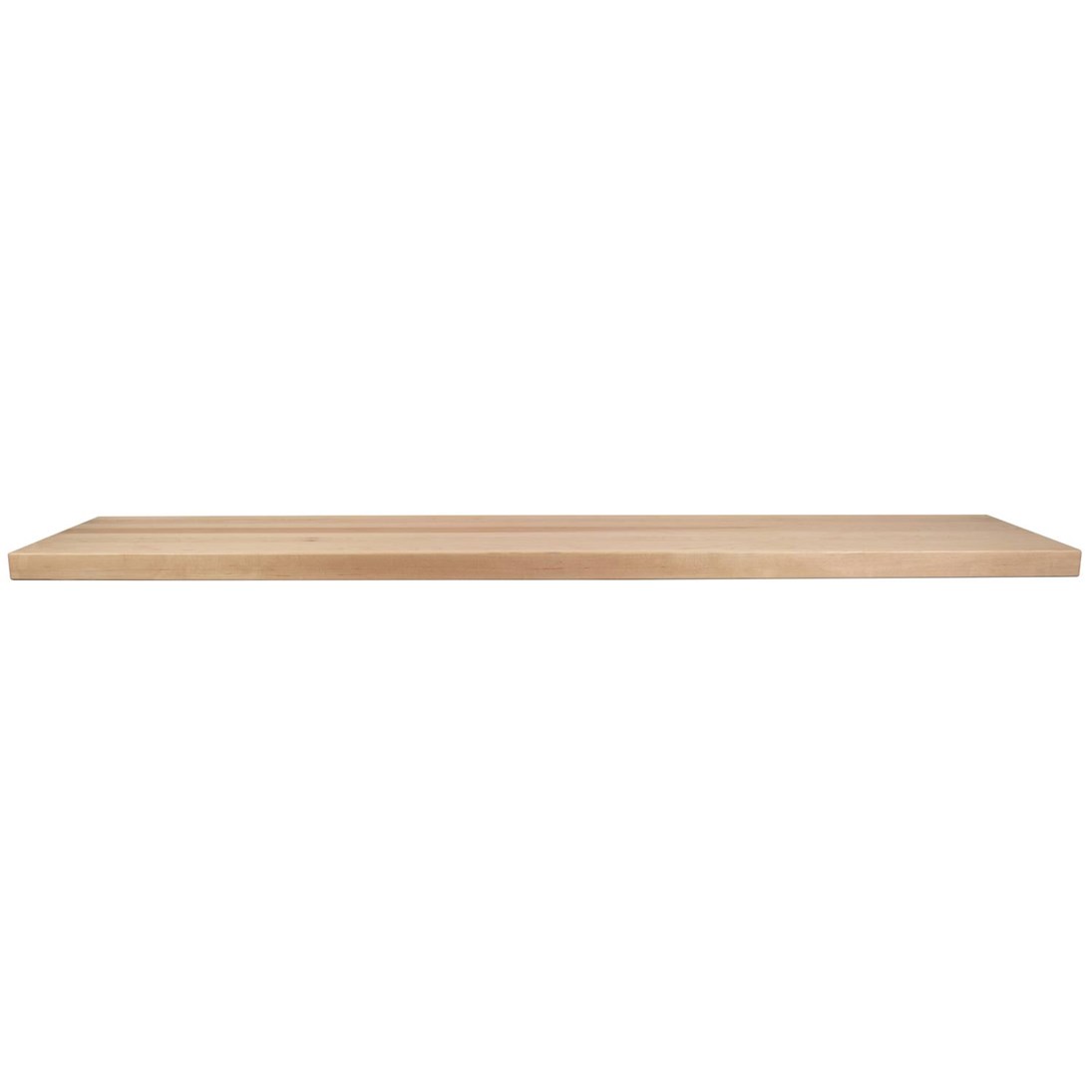 Zwevende essen wandplank in de maat 1530x315x40mm, behandeld met lak.